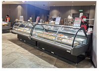 Comptoir de présentation réfrigéré commercial personnalisable en acier inoxydable pour aliments cuits à l'air, vitrine réfrigérée à rideau d'air ouvert pour traiteur et vente au détail