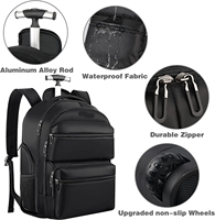 Sac à dos pour ordinateur portable à roulettes, imperméable, antivol, avec port USB, grand sac de voyage pour affaires, pour l'université