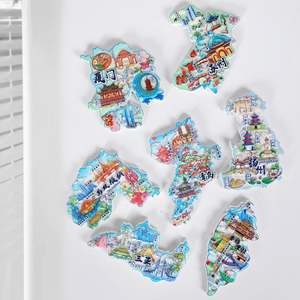 แม่เหล็กติดตู้เย็นเรซิ่นรักษ์โลก รุ่นแผนที่เมือง ซีรีส์แผนที่เมืองสมัยใหม่ ลายเส้นภูมิประเทศเมืองจีน สติ๊กเกอร์แม่เหล็กสำหรับการเดินทาง ดีไซน์สร้างสรรค์ - Product Image 3