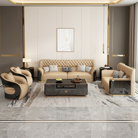 Ensemble de canapés en cuir de luxe italien, style postmoderne, haut de gamme, cuir de vachette de première qualité, grand canapé plat pour villa, mobilier de salon, canapé léger