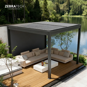 Louvered Pergola Full Aluminum Frame and Adjustable Roof Integrated Strip <strong>Lights</strong> <strong>for</strong> Outdoor Patio Gray Hardtop <strong>Gazebo</strong> Pergola - Product Image 2
