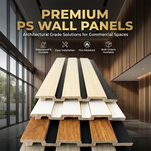 Panneau mural 3D cannelé en PS imperméable, revêtement décoratif intérieur en <span class=keywords><strong>polystyrène</strong></span>, lambris <span class=keywords><strong>à</strong></span> lattes pour fond de salon d'hôtel - Product Image 4
