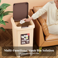 Cubo de Basura con Pedal y Doble Tapa, Contenedor de Residuos de Plástico Sellado e Impermeable para Baño, Cocina y Hogar