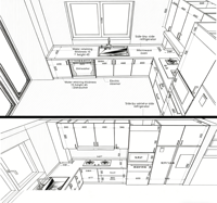 Gabinetes de Cocina Modulares Modernos con Acabado Mate, Cocina Personalizada de Dos Tonos sin Tiradores con Isla Central de Piedra