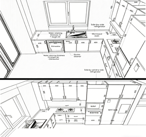 Mobili da Cucina Modulari Moderni con Finitura Opaca, Cucina Personalizzata Bicolore Senza Maniglie con Isola Centrale in <span class=keywords><strong>Pietra</strong></span> - Product Image 4