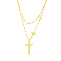 Collier ras-de-cou unisexe en acier titane à mailles fines, double couche, motif croix rouge et diamant, style bambou, sportif, style Mori, polyvalent, idéal pour un cadeau