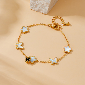 Fashion Jewelry <b>Set</b> Gold Plated Butterfly Flower Necklace <b>Bracelet</b> Earrings Women's Party Accessories Stainless Steel - Product Image 2