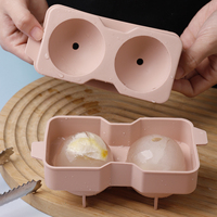 Moule à glaçons sphériques en silicone de qualité alimentaire sans BPA, 2 cavités, grand format, avec couvercle, pour whisky, cocktails, barware