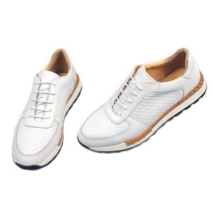 Men's Genuine Leather <b>Lace</b>-up Round Toe Casual Shoes Breathable Outdoor All Seasons <b>White</b> EVA Midsole Rubber Outsole - Product Image 5
