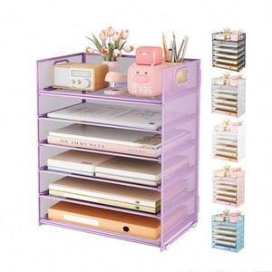 ถาดใส่เอกสาร 6 ชั้น แบบตาข่าย สำหรับจัดระเบียบเอกสารบนโต๊ะทำงาน พร้อมหูหิ้ว สามารถวางซ้อนกันได้ - Product Image 4