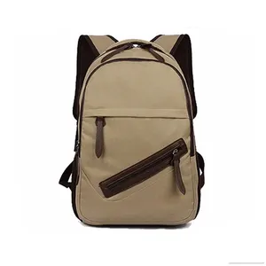 Custom camping 48L capacity canvas leather school backpack
