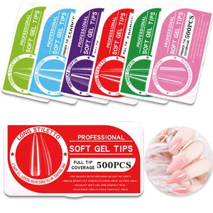 Pontas de unhas de gel macio para manicure, gel transparente prensa falsa para extensão de unhas, faça você mesmo, 550 peças