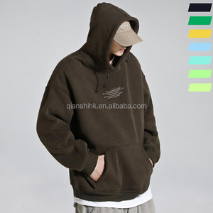 Boxy เสื้อฮู้ด400Gsm ใส่ได้ทั้งชายและหญิง, เสื้อมีฮู้ดลายขนแกะผ้าฝ้าย100% - Product Image 2