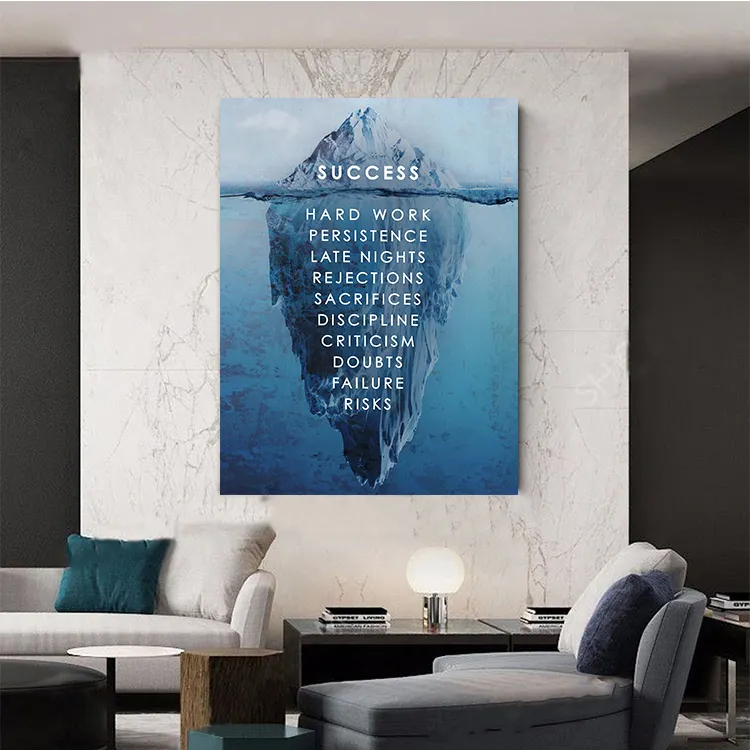 Iceberg of Success Canvas Poster Landscape Motivational Canvas Wall Art Quote Nordic Print Wall Picture for Living Room Modern