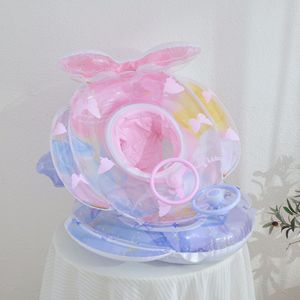 Flotador Inflable de Sirena para Niños con Alas de Mariposa, Flotador de PVC Novedoso Azul y Rosa - Product Image 2