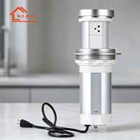KLASS UK/US/EU Standard Smart Pop-Up Steckdose mit Gehärteter Glasoberfläche, USB Typ-C Ladegerät, 2 Steckplätze, WLAN-Sicherheitsschutz-Tür