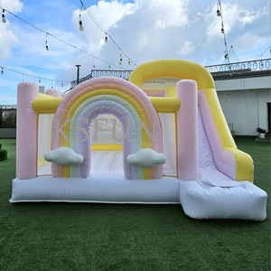 Castillo Inflable de PVC de Grado Comercial para Exteriores, con Tobogán, <span class=keywords><strong>Arco</strong></span>íris Pastel, para Niños, para Fiestas - Product Image 1
