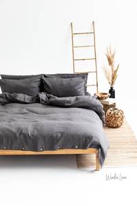 100% <b>Linen</b> OEKO-TEX Certified Shabby Chic Duvet Cover <b>Set</b> 200TC Button Closure Includes King/Queen Size 2 Solid Envelope Pillow - Product Image 6