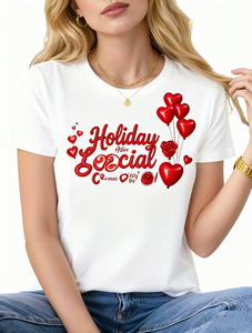 Offerta Speciale per San Valentino: T-Shirt da Donna Taglie Forti con Stampa 3D di Cuori, Collo Tondo, Manica Corta, Casual Primaverile in Cotone - Product Image 1