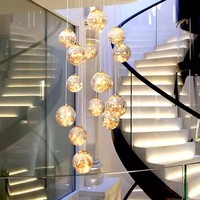 Moderne Simple Étoilé Escalier Lampe Long Lustre En Verre Pendentif Lumière pour Bureau À Domicile pour Villa Loft Appartement Salon