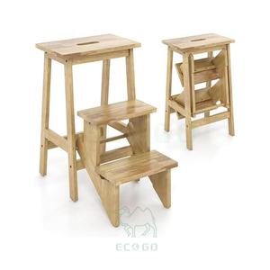Moisture-proof Foldable Eco-Friendly Durable 3 Step <b>Stool</b> 3 1 Wooden Step Ladder Handle Non-Slip Pedal Flower Rack Kitchen - Product Image 3