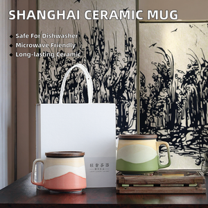 Tasse en céramique haut de gamme de Shanghai couverture de tasse à café à <span class=keywords><strong>double</strong></span> paroi créative classique pour la réunion annuelle de la société de bureau personnalisable - Product Image 3