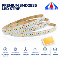 Bande LED SMD Premium 2835 24V/48V, simple rangée, 240 puces par mètre, 95Lm par Watt pour projets architecturaux