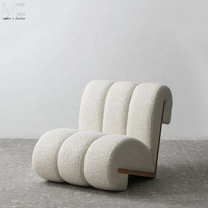 İskandinav oturma odası mobilya Modern eğlence ahşap beyaz buklet salonu kanepe sandalye L şekli terlik krem koyun <span class=keywords><strong>Accent</strong></span> sandalye - Product Image 3