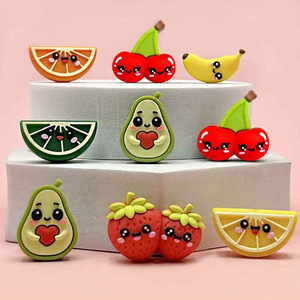 3D Silicone Fruit Beads For Bracelet Making Round Loose Beads Jewelry Accessories Avocado Cherry Strawberry Banana Orange Design - Product Image 2