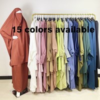 Gaun Satin satu potong untuk wanita gaun Muslim Jubah Lebaran doa Khimar sederhana Hijab Abaya Burqa Musulman Dubai Jilbab manufaktur