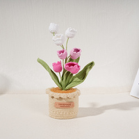 Handgewebte Gestrickte Maiglöckchen im Topf Künstliche Blumen Gehäkelte Glockenorchidee Blumendekoration für Zimmer oder Valentinstag