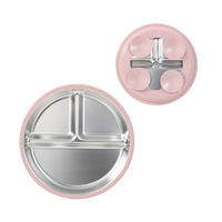Nouvelle assiette ronde en silicone écologique moderne, motif uni, 20 cm, 4 ventouses, ensemble de vaisselle pour bébé