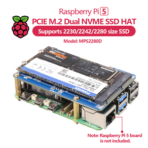 Spaanplaat Mps2280d Raspberry <span class=keywords><strong>Pi</strong></span> 5 Pcie M.2 Dual Nvme Ssd Hoed Ondersteuning 2280/2242/2230 Ssd - Product Image 2