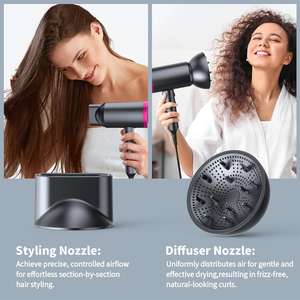 Ionic <strong>Hair</strong> <strong>Dryer</strong> with Diffuser, Powerful 1800W Blow <strong>Dryer</strong> for Women &amp; Men, Fast-Drying <strong>Hair</strong> <strong>Dryer</strong> with Nozzle for Home, Salon - Product Image 5