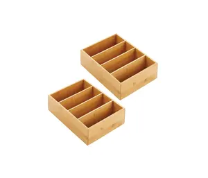 Tre gỗ thực phẩm lưu trữ tổ chức hộp, 4 phần, chia ngăn BIN; container cho nhà bếp, phòng đựng thức ăn