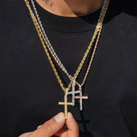 Pendentifs Croix en Moissanite au Design Classique, Certifiés Testeur, Vente en Gros, Bijoux Iced Out Style Rappeur, Cadeaux pour Hommes et Femmes