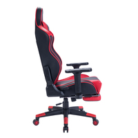 Chaise de bureau gaming ergonomique moderne et abordable en cuir rouge avec repose-pieds, fonction de refroidissement, pivotante et extensible