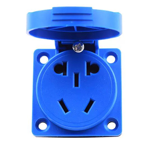 เต้ารับไฟฟ้าทรงกลมสีน้ำเงิน 10A 230V IP45 กันน้ำ กันฝุ่น แบบฝาปิดมาตรฐานแห่งชาติ สามรู - Product Image 3