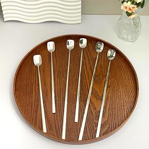 Stainless Steel Stirring <b>Spoon</b> Square Head Long Handle <b>Coffee</b> Tea Dessert <b>Spoon</b> Food Grade - Product Image 3