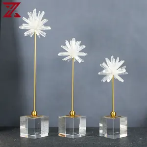 Avrupa tarzı altın tutucu masalar centerpiece için şeffaf beyaz kristal saf dekoratif çiçekler süs