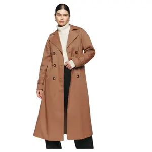 Custom Streetwear Autumn Long Trench Coat Vintage Oversized Lightweight Windproof Overcoat For Women