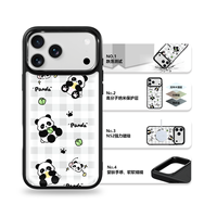 Coque de téléphone AG Feeling Black Edge avec motif d'ours à carreaux doré pour iPhone 17, 17 Pro Max, 16 Pro, 15, 15 Pro Max – Coque magnétique
