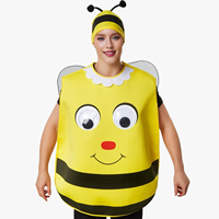 Costume de mascotte d'abeille amusante de carnaval Combinaisons d'animaux de fête de vacances avec chapeau