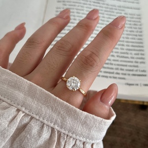 Anillo de Compromiso Clásico Dylam con Moissanita, Plata de Ley 925, Chapado en Oro de 18K, Corte Brillante VVS, Engaste de Puntas, Certificado GRA - Product Image 6