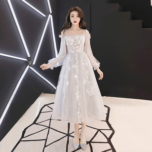 Abito da festa lungo <span class=keywords><strong>in</strong></span> <span class=keywords><strong>pizzo</strong></span> bianco da festa - Product Image 3