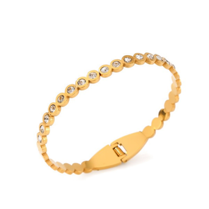 Bracciale Rotondo con Diamanti Incastonati in Acciaio Inossidabile 47710-7 - Product Image 1