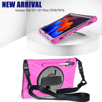 Casing Tablet Belakang Hibrida, Bumper Silikon Lembut untuk Samsung Galaxy Tab S8 + S8 Plus 2022 X800 / S7 Plus T970 T975 dengan S-pen Pemegang
