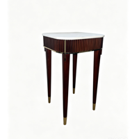 Table basse en bois massif de qualité supérieure, plateau en marbre, base rainurée, design moderne et luxueux, meuble multifonctionnel pour la maison, appartement, salon