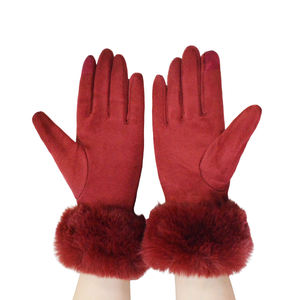 OEM ODM all'ingrosso alla moda guanti graziosi Touch Screen Puffy braccialetto ragazza in pelle sintetica con guanti in finta pelle scamosciata per il ciclismo - Product Image 5