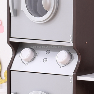 Lave-linge en bois pour enfants, jeu de rôle d'intérieur, avec fer à repasser et panier - Product Image 6